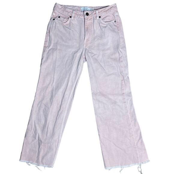& Other Stories Light Pink High-Rise Frayed Hem Straight Leg Ankle Denim Size 26 - Picture 1 of 10